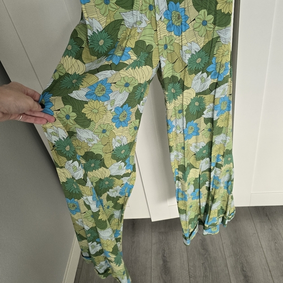 NWOT Collectif Bright & Beautiful Tropical Retro Kim Wide Leg Pants - Picture 8 of 12